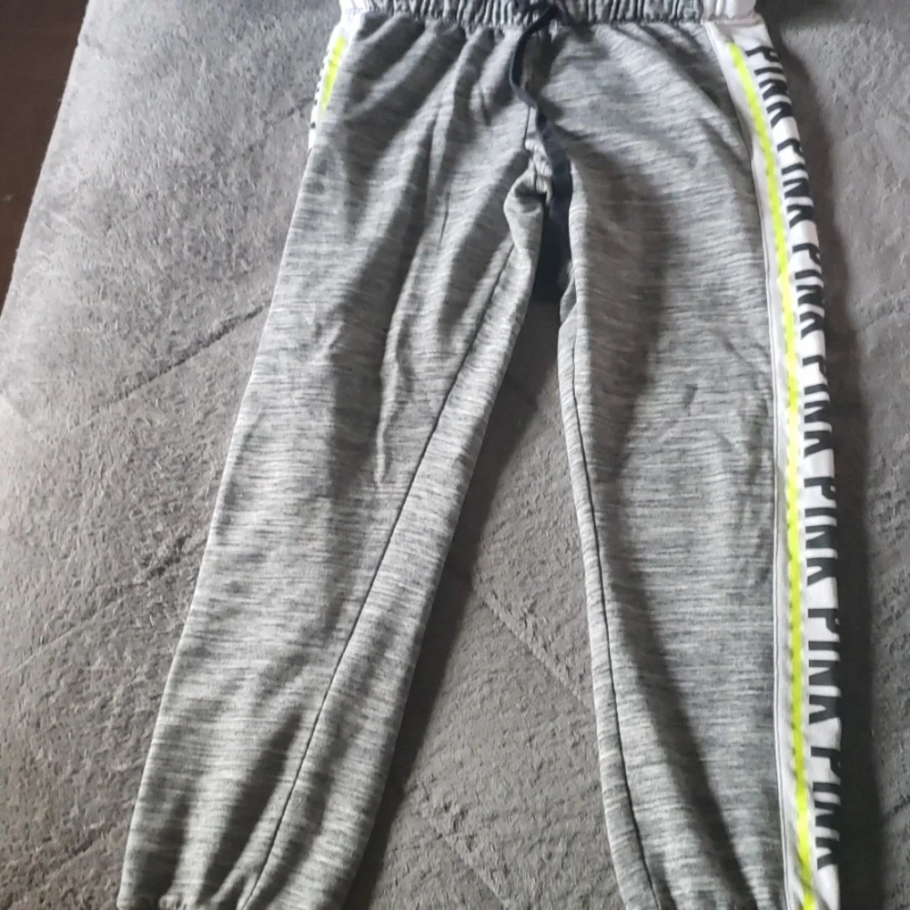 PINK Victoria's Secret Gray Joggers with Neon Accents - Picture 3 of 5